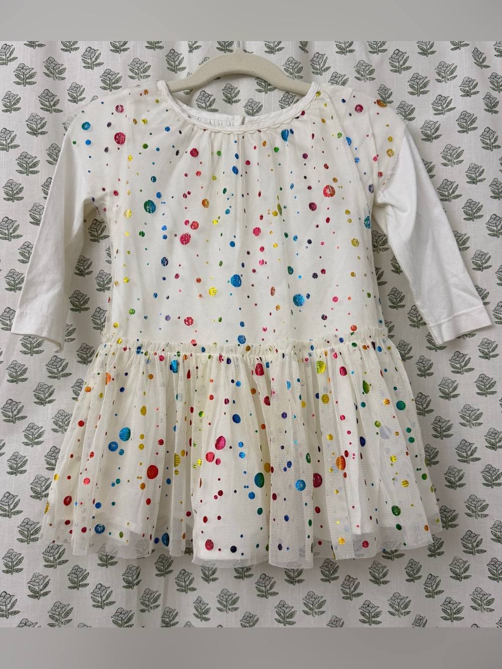 Stella McCartney | Kids Cream Dress with Metallic Multi-Colored Dots
